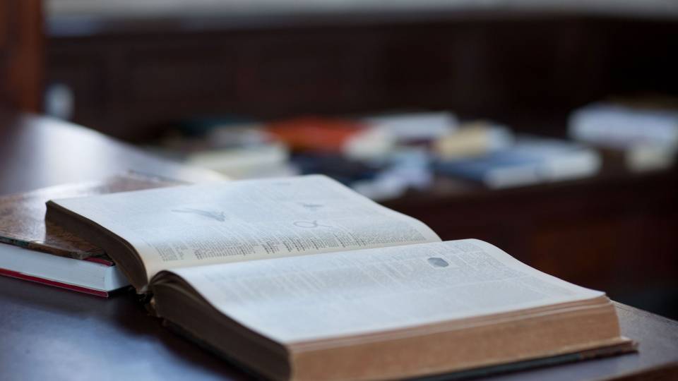 Open book on desk
