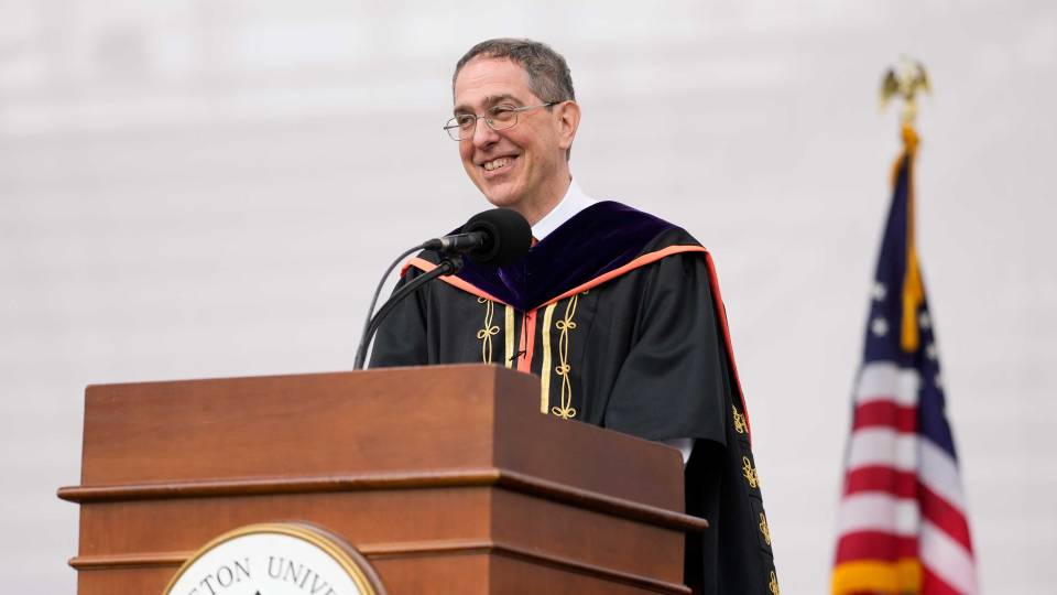 Christopher Eisgruber at the podium