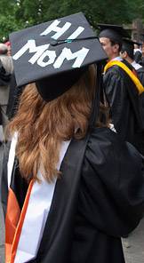 hat labeled Hi Mom