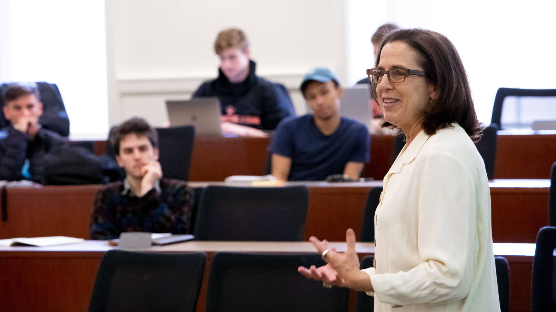 Professor Julia Elyachar speaking to her class