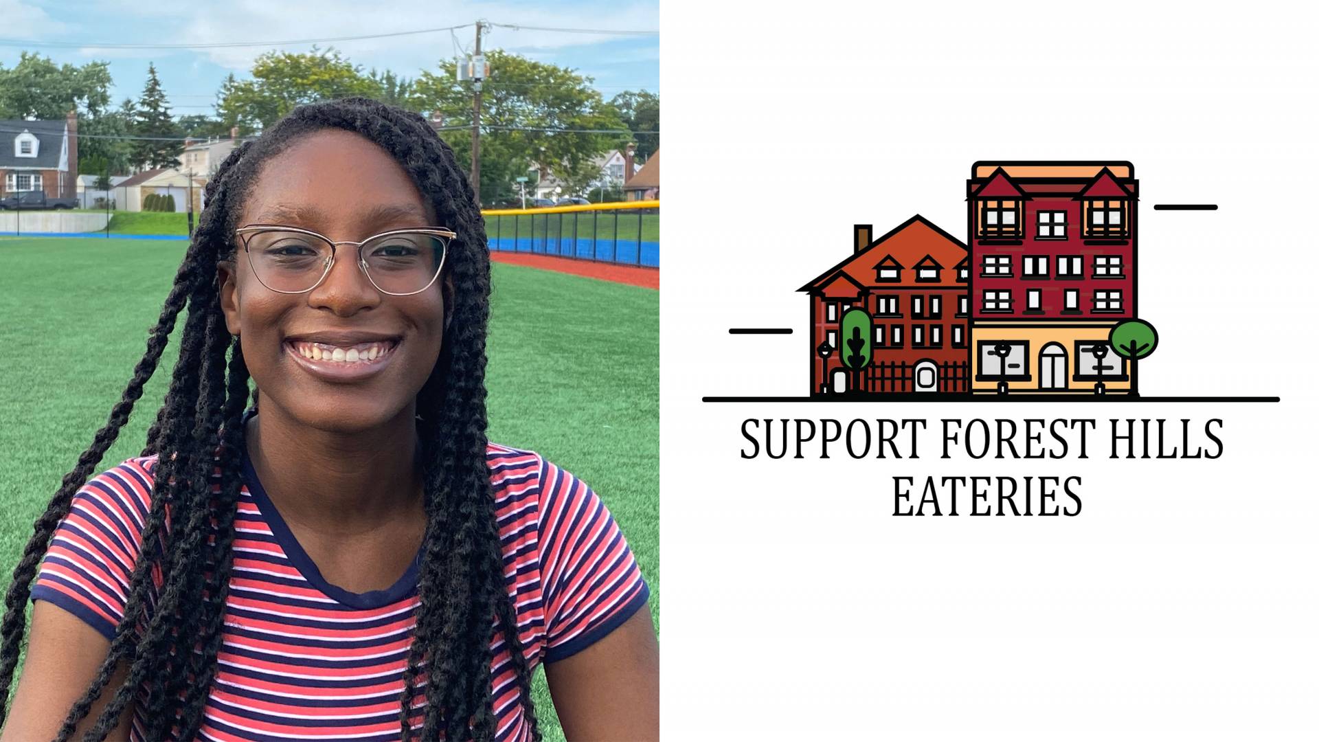 Victoria Agwam and the SFHE logo she designed