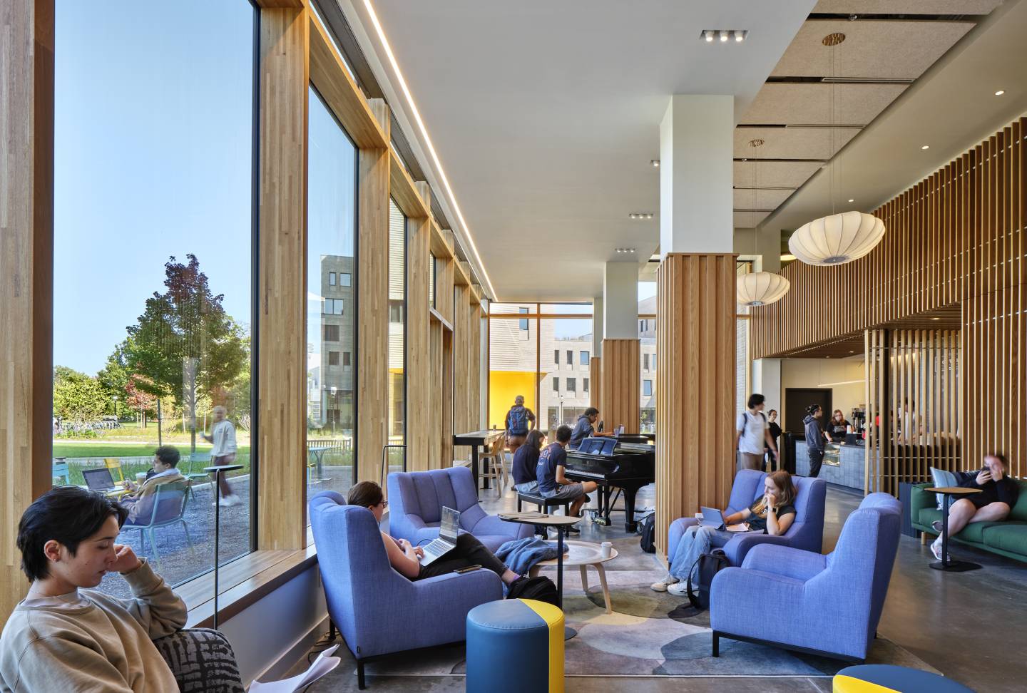 Students in the lounge of the new residential college